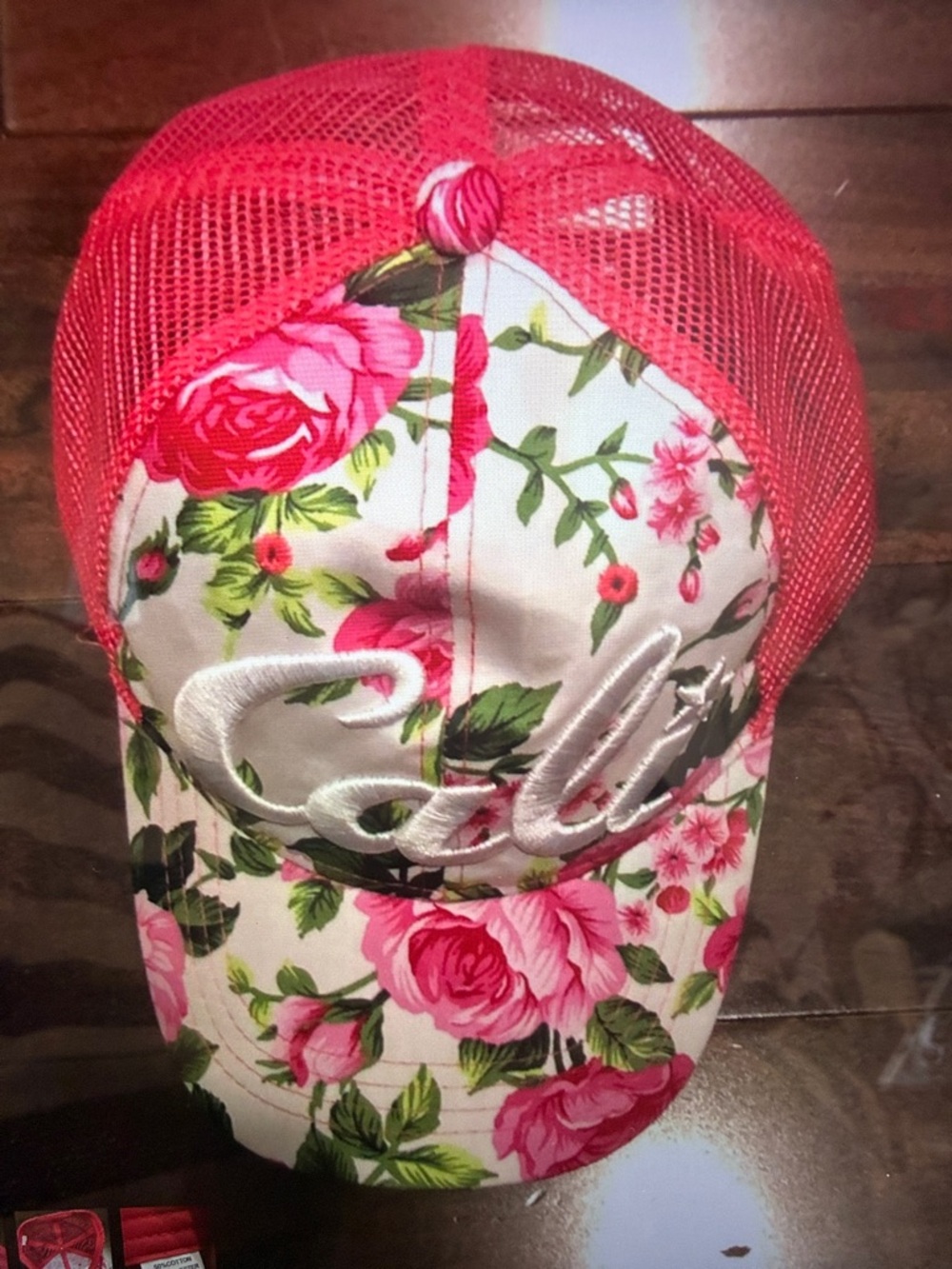 Floral Pink Mesh Trucker Hat - Call Script Embroidered